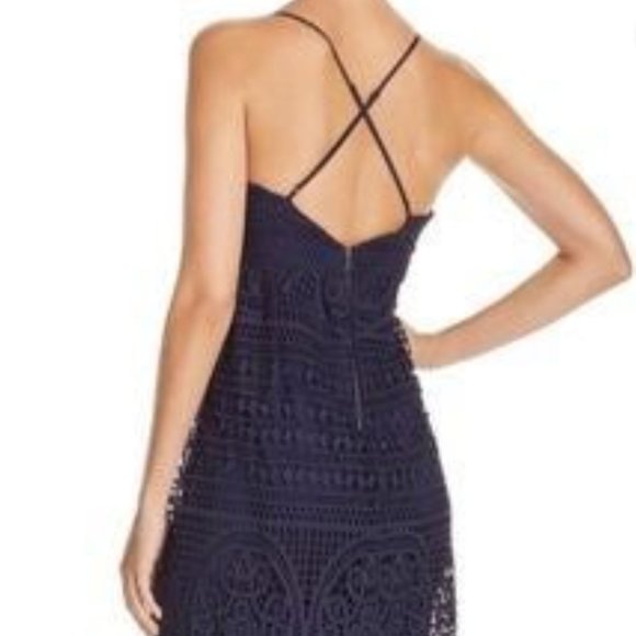 Bardot Versailles Lace V-Neck Navy Dress US6 Small - Picture 4 of 8